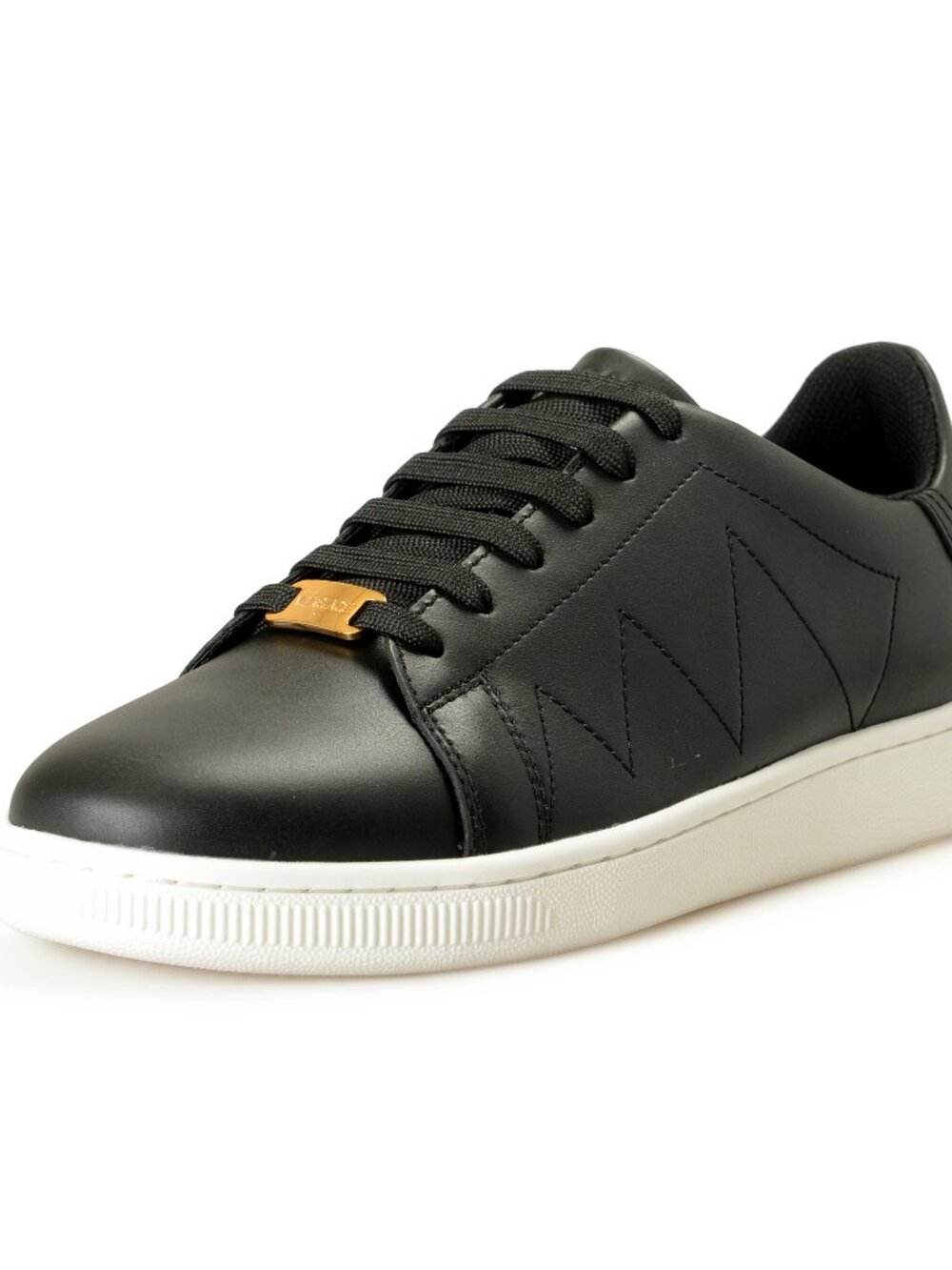 Versace Men's Black 100% Leather Athletic Sneakers Shoes US 13 IT 46